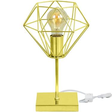 Imagem de Luminária de mesa abajur aramado Diamante Dourado
