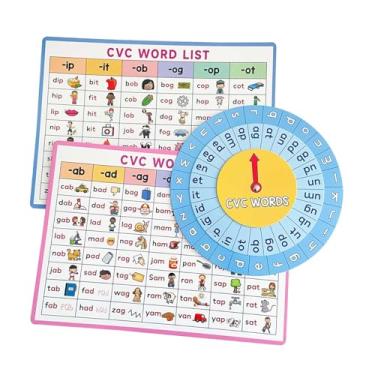Imagem de YIJU 3x gráficos fonéticos de parede Word Spelling Learning CVC Interactive Wheel Wheel Children Kindergarten English Phonics Posters