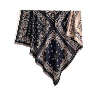 Imagem de Lenço Pashmina De Caxemira Feminino Com Design Floral Inverno Quente M