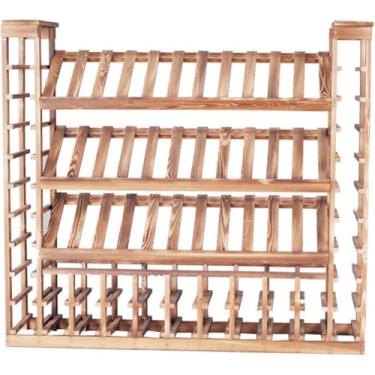 Imagem de Rack de garrafas de vinho - refrigerador de vinho em piso, gabinete de partição de madeira maciça, estante de exibição de pouso, prateleira de armazenamento do organizador de vinho para domi