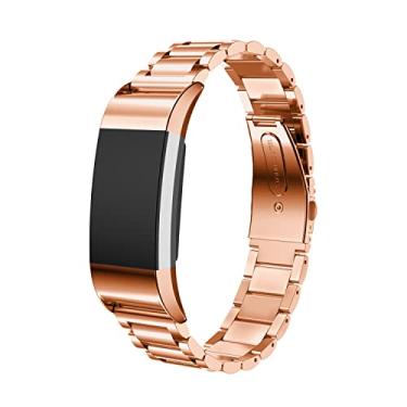 Imagem de Gheper Pulseira de relógio de metal compatível com Fitbit Charge 2, ajuste rápido e fácil, pulseira de aço inoxidável, substituição para smartwatch Charge 2, acessório
