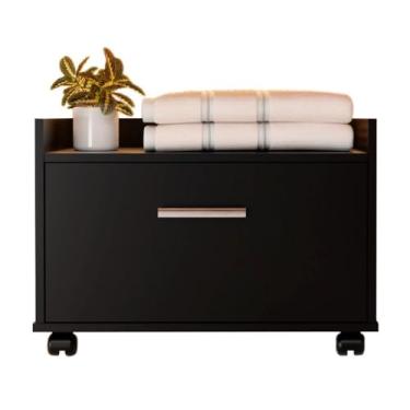 Imagem de Gabinete de Banheiro Armario Com Rodinhas e Gaveta Organizador Para Pia (Preto)