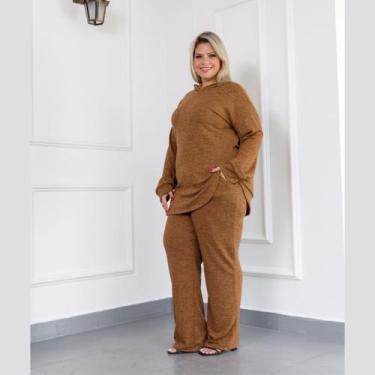 Imagem de Conjunto Lanzinha Pantalona Calça Reta e Blusa Com Capuz Plus Size - R