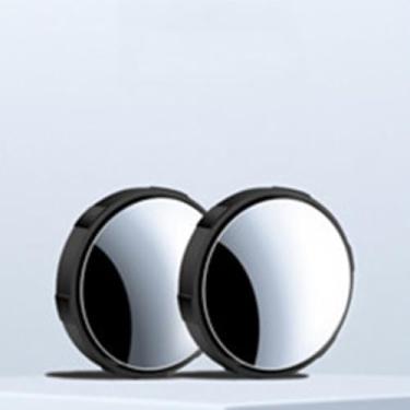 Imagem de Carro pequeno redondo, retrovisor, auxiliar, ponto cego reflexivo de alta definição, espelho de ponto cego de 360 graus, ventosa tipo 2 (preto)