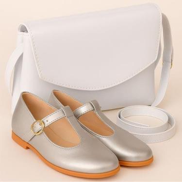 Imagem de Kit Sapatilha Feminina Mary Jane Menina e Bolsa Lateral Social Festa -