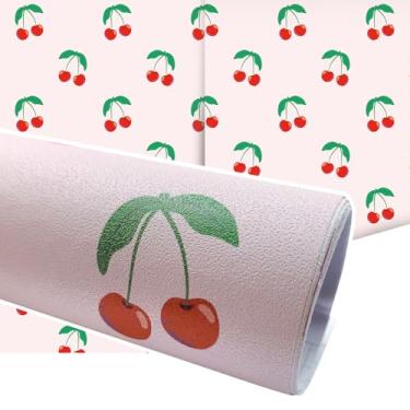 Imagem de Yifasy Papel de parede de casca de cereja com efeito de couro texturizado PVC forro de gaveta rosa removível para quarto 38,5 x 320,6 cm