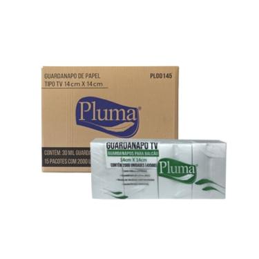 Imagem de Kit C/ 15 Pcts. Guardanapo TV Pluma 14x14cm – 2.000 Un. por Pacote – Total 30.000 Un.