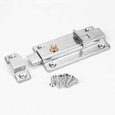 Imagem de Trava de parafuso deslizante, 2 peças de trava de porta deslizante de superfície resistente de aço inoxidável fechaduras de porta de segurança banheiro janela móveis bloqueio de portão para animais de