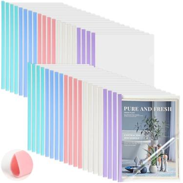 Imagem de Mimorou 100 peças de capa transparente com barra deslizante, capacidade para 50 folhas, fichário de apresentação, pasta de currículo transparente, pasta de relatório de plástico para relatório de