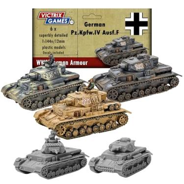 Imagem de Wargames Delivered - Conjunto de tanques Victrix 12 mm escala 1:144 Panzer IV F – 6 tanques alemães altamente detalhados da Segunda Guerra Mundial com folha de decalque – Ideal para miniaturas de