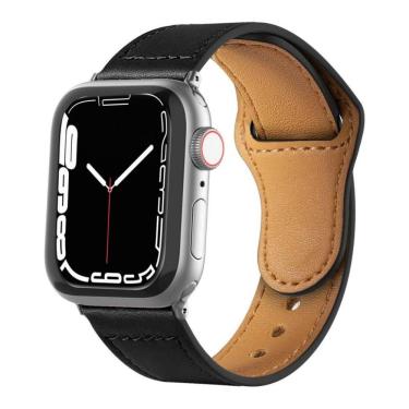 Imagem de Pulseira De Couro Para Apple Watch 42 / 44 / 45Mm - Preta - Gshield