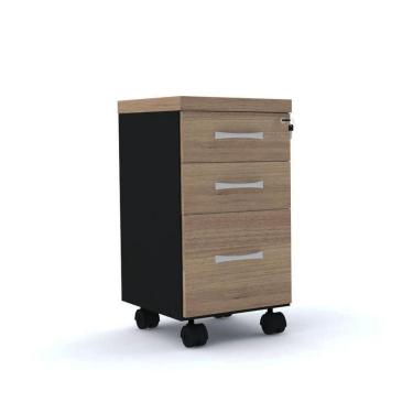 Imagem de Gaveteiro Volante 3 Gavetas Com Chaves Pe40 Em Mdp Noce Naturalle