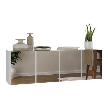 Imagem de Aparador Buffet Suspenso Com Espelhos 4 Portas Multimóveis Mp8005 Branco Branco