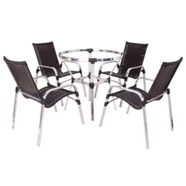 Imagem de Kit 4 Cadeiras Emily E Mesa Ascoli Adaptada Em Alumínio Par Tabaco