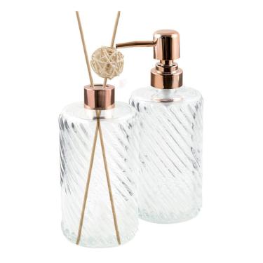 Imagem de Jogo Dispenser E Recipiente De Aromas Em Vidro Espiral Bronze
