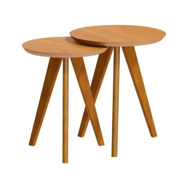 Imagem de Conjunto Mesa Apoio Lateral Com Pés Palito Nature Faba Shop Jm