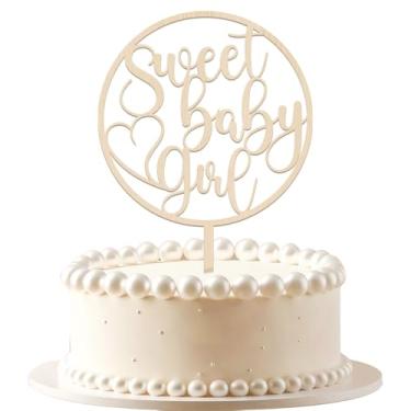 Imagem de VQOUZVSR Wooden Sweet Baby Girl Cake Topper - Girls Cake Decorations,for First Birthday/Baby Shower/Gender Reveals Party/Photo Booth Props
