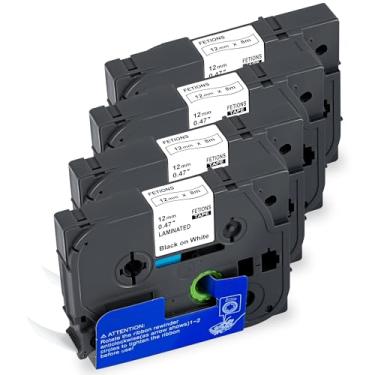 Imagem de Fita adesiva TZe-231 de substituição para Brother P-Touch Label Maker PT-D210 D220 H110 D600 D400 da FETIONS, compatível com TZe TZ 12 mm x 8 m fita impermeável laminada de 1,2 cm, preto sobre branco,