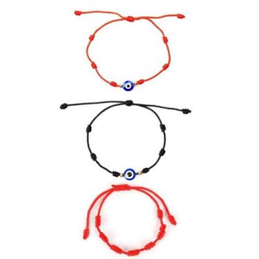Imagem de Kit 3 Pulseiras Da Sorte 2 Olho Grego + 1 Kabbalah 7 Nós - A1