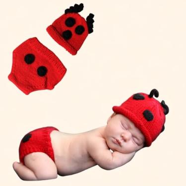 Imagem de Lgvhydh Acessórios para fotografia de bebês recém-nascidos, roupas de sessão de fotos para meninos e meninas, crochê, fofo, besouro, adereços de sessão de fotos para bebês