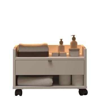 Imagem de Armário De Banheiro Gabinete Prisma Com Gaveta Nicho e Rodinhas (Off White)