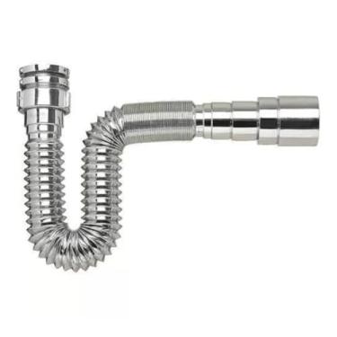 Imagem de SifãO FlexíVel Cromado Sanfonado AjustáVel Pia Cozinha Tanque