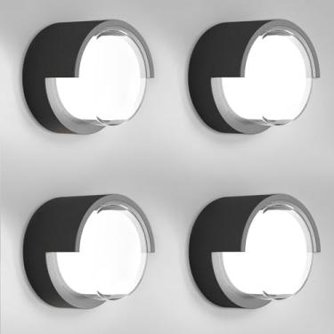 Imagem de Caniuev Luminária De Parede Externa 1800 Lúmens Para Varanda 18 W 6500 K, Preta, Moderna, Iluminação Externa, Casa, Montagem Em Porta, Pacote Com 4 Unidades (Branca)