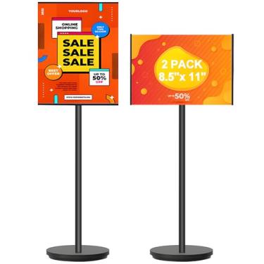 Imagem de JACNITAD Suporte Para Sinalização, De 8,5 X 11", Ajustável Chão, Suportes Exibição Sinalização Empresas, Publicidade, Shoppings, Escolas, Restaurantes, Fácil Transferir (Preto)