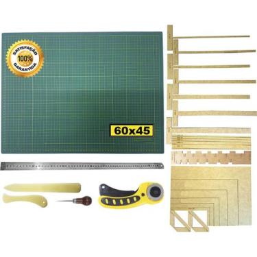 Imagem de Base Corte 60 Régua Inox 60cm Cortador Gabaritos Cartonagem. - De Acor