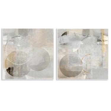 Imagem de Stupell Industries Conjunto de arte de placa de parede em forma de círculo silencioso escovado de 2 peças por Susan Jill, 12 x 12