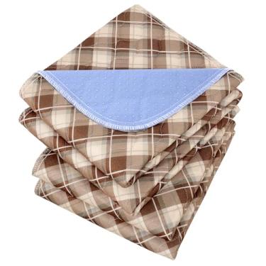 Imagem de Brosive Protetores De Cama Antiderrapantes Para Incontinência Laváveis (34" X 36" | Pacote Com 2), Absorventes Impermeáveis, Grade Marrom, Molhar, Sofá, Piso, Reutilizáveis Adultos, Idosos E Animais