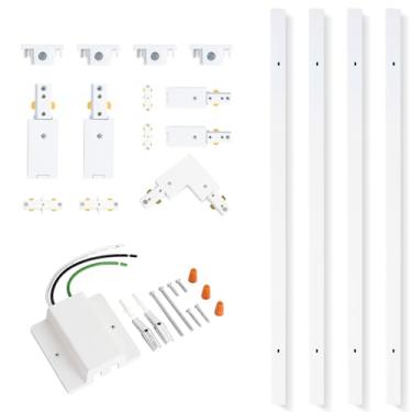 Imagem de VANoopee Trilhos De Iluminação Trilho 13 Pés Altura, Brancos, Tipo Kit Com Conector Cobertura Flutuante, Tampas Extremidade, Alimentação Ao Vivo, Conectores Ti E L, Sistema Circuito Único Compatível