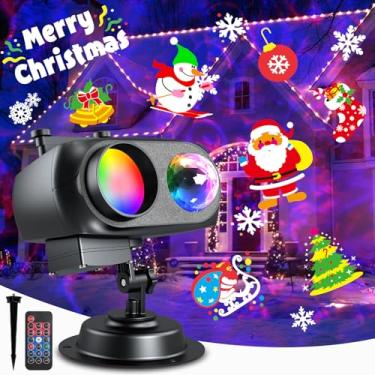 Imagem de ZOZANEL Projetor De Luzes Natal Para Áreas Externas, 10 Slides/80 Padrões/10 Ondas Do Mar, Efeito Hd, À Prova D'Água, Luz Externas Com Controle Remoto E Temporizador, Decoração Internas, Estrela, Ga