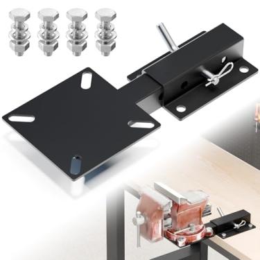 Imagem de Suporte de torno de engate para caminhão, receptor de reboque e banco para mesa de engate, placa de torno de montagem de engate para guincho, tubo, grade e tornos de corrente