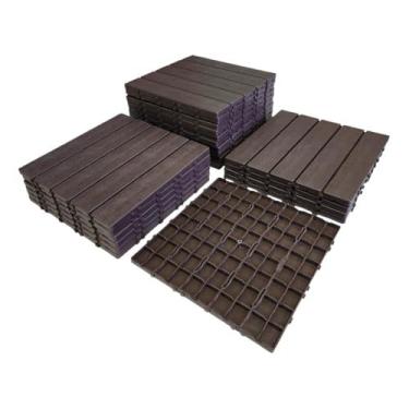 Imagem de Kit 20 Deck Modular Plástico, Textura Madeira, 30x30cm, 1,5cm Altura, para Áreas Molhadas (MARROM)