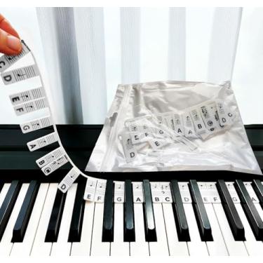 Imagem de Guia para iniciantes: etiquetas de silicone para notas de teclado de piano tamanho completo de 88 teclas / 61 teclas removíveis reutilizáveis inclui caixa de armazenamento ou bolsa, sem necessidade de
