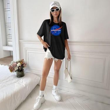 Imagem de Camisa Camiseta Feminina Estampada Nasa Marketing 100% Algodão Fio 30.