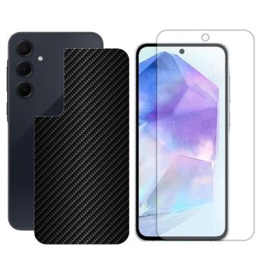 Imagem de Película Hidrogel + Adesivo Fibra De Carbono Para Samsung Galaxy A35 5g - Preta