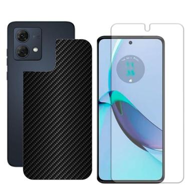 Imagem de Película Hidrogel + Adesivo Fibra De Carbono Para Motorola Moto G84 - Preta