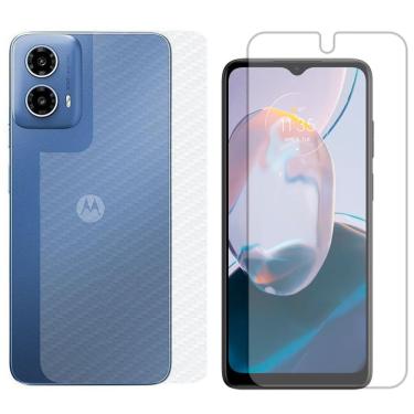Imagem de Película Hidrogel + Adesivo Fibra De Carbono Para Motorola Moto G34 - Transparente