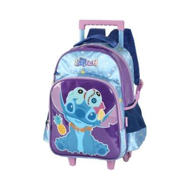 Imagem de Mochila Escolar Infantil de Rodinhas Stitch Violeta 41cm - luxcel