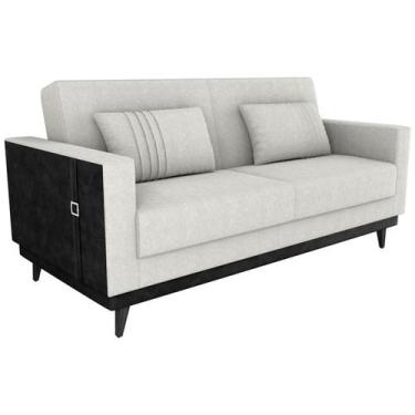 Imagem de Sofa Cama 2 Lugares 203 cm Boucle Natural material sintético Preto Mil