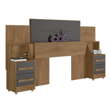 Imagem de Cabeceira Para Cama Box Luca Casal Queen King MDF Grafite Casa H