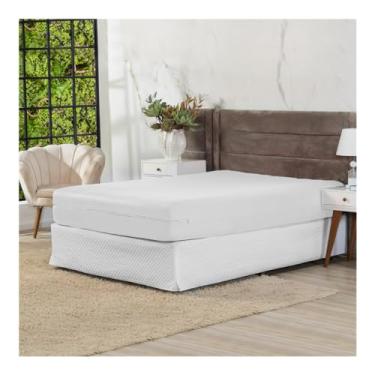 Imagem de Capa de Colchão Casal Padrão em Malha Gel Elasticada Com Zíper (Branco)