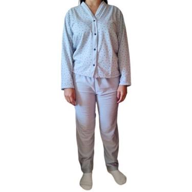 Imagem de Pijama Feminino Aberto Flanelado Inverno - Dani Lingerie , Cinza, GG