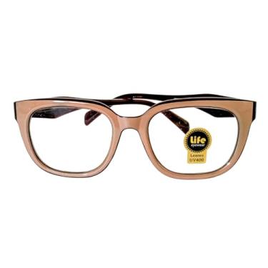 Imagem de Armação Óculos Grau p/Perto Retangular Gatinho Marrom Para Leitura (+1.25)