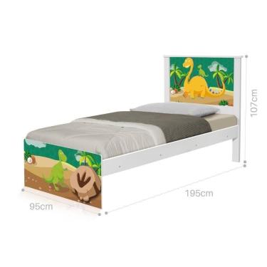 Imagem de Cama Solteiro Com Cabeceira Adesivada Dinossauro