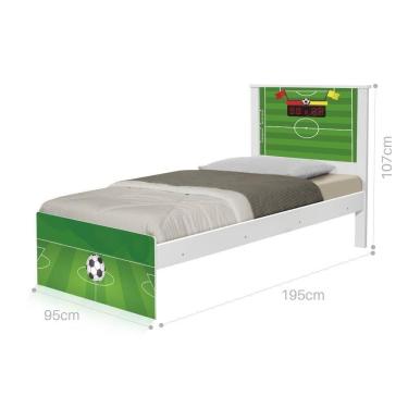 Imagem de Cama Solteiro Com Cabeceira Adesivada Futebol Gramado