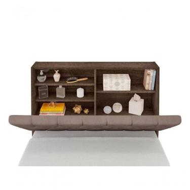 Imagem de Cabeceira Box Solteiro Isis Chocolate Capitonê Bege Escuro