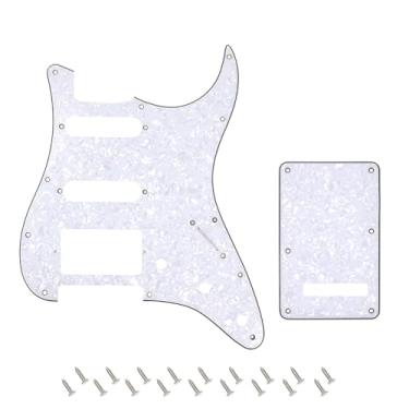 Imagem de Banworks 4Ply Strat HSS Pickguard 11 furos SSH Pickguard Placa de risco com placa traseira Conjunto de capa Tremolo Tremolo de 6 furos para EUA/Mexicano Estilo Moderno Padrão Stratocaster ST JT/HB-09